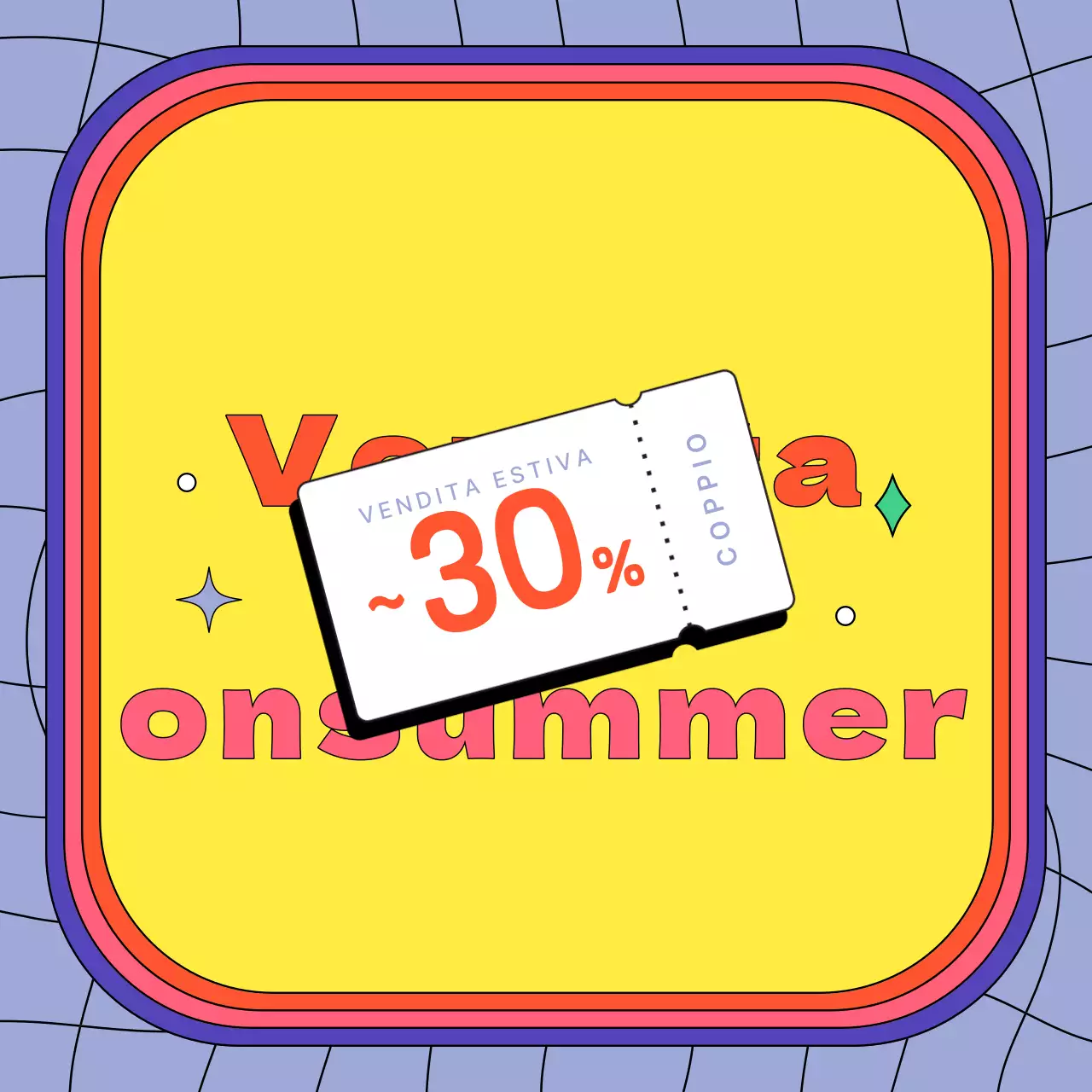 Annuncio di vendita in stile retrò in giallo e arancione