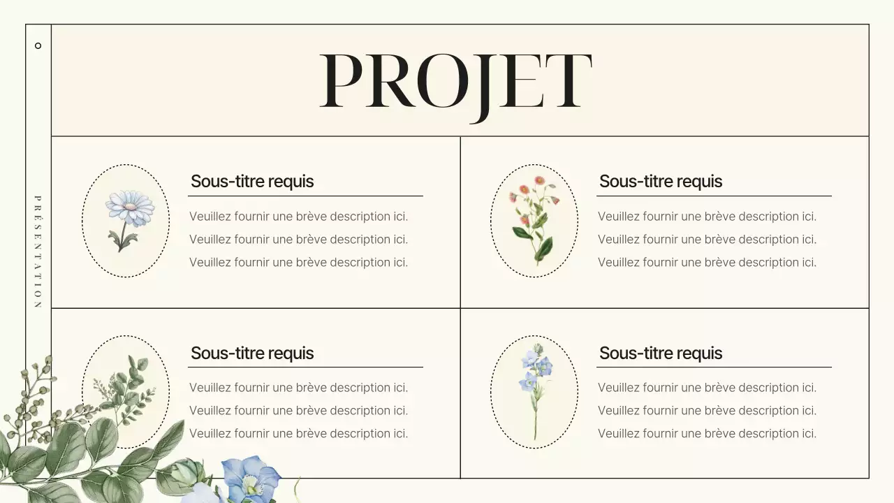 Présentation de la marque Botanic Flowers, luxueuse et de couleur ivoire