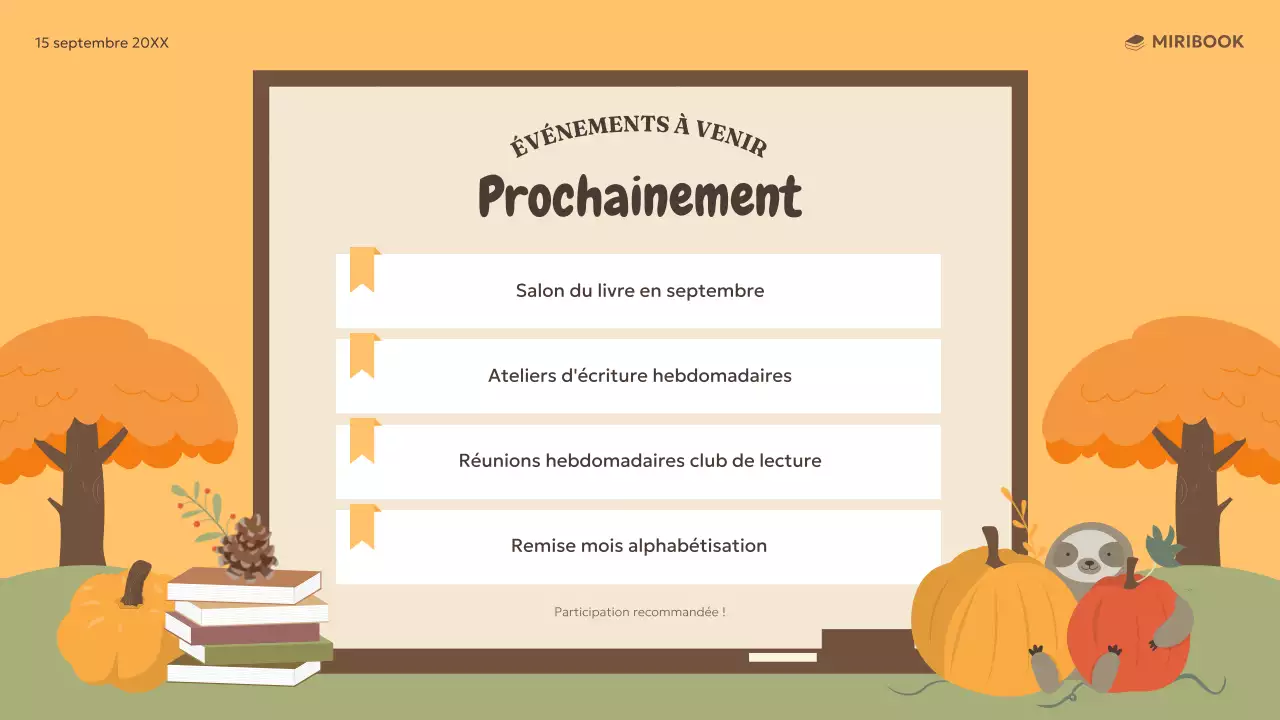 Une sélection de recommandations de livres d'automne en orange et vert