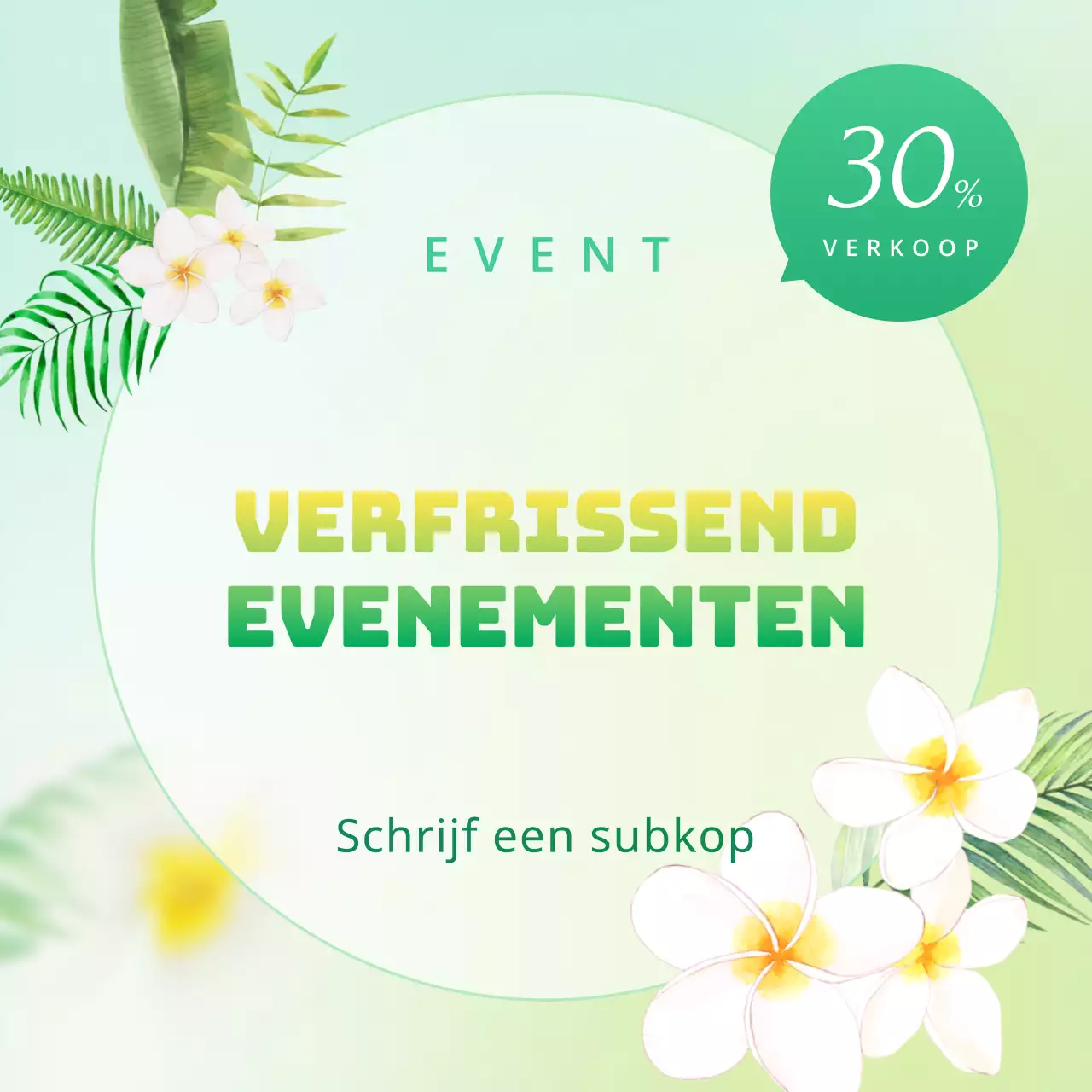 Dekbedovertrek met bloemenachtergrond in tropische stijl in mint en hot pink