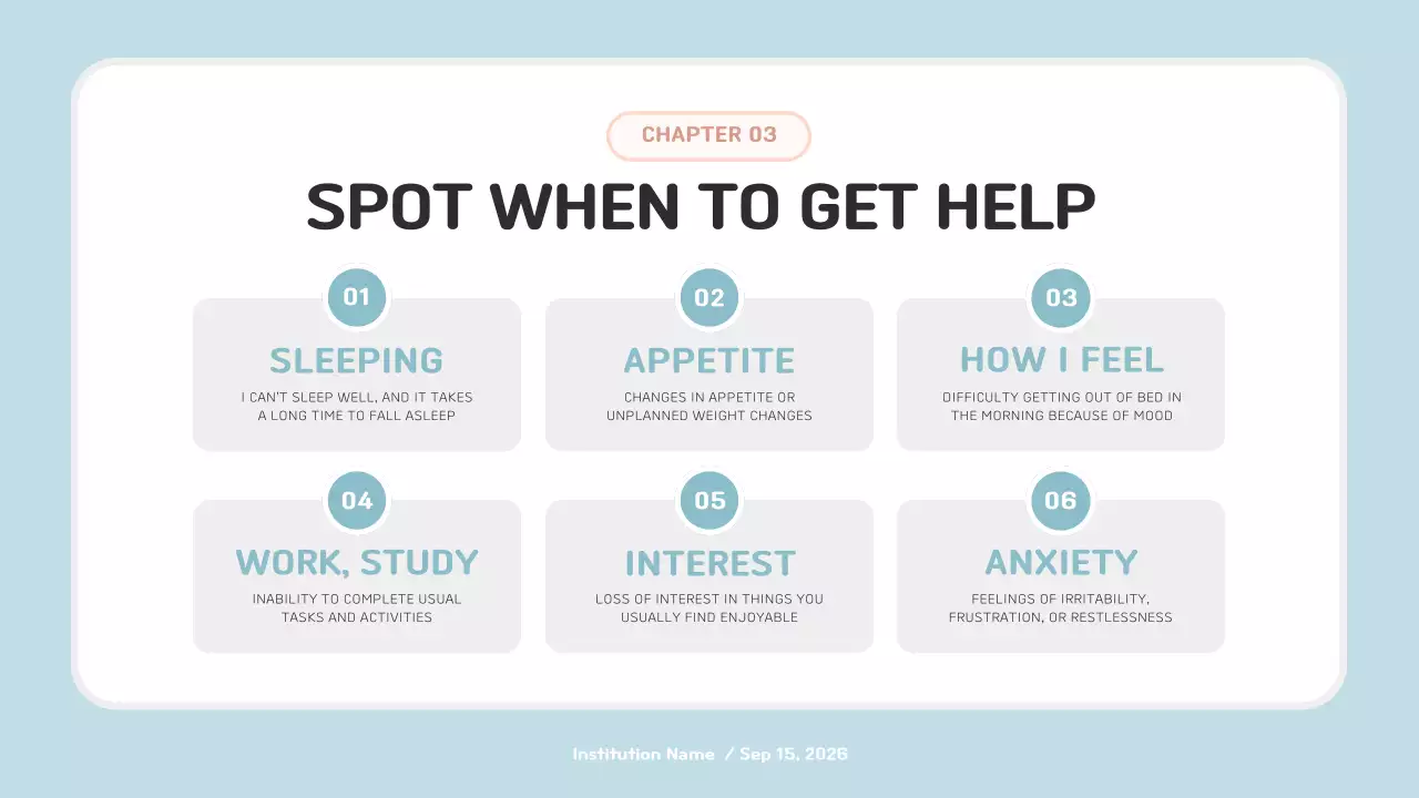 블루 심플 정신 건강 가이드 프레젠테이션