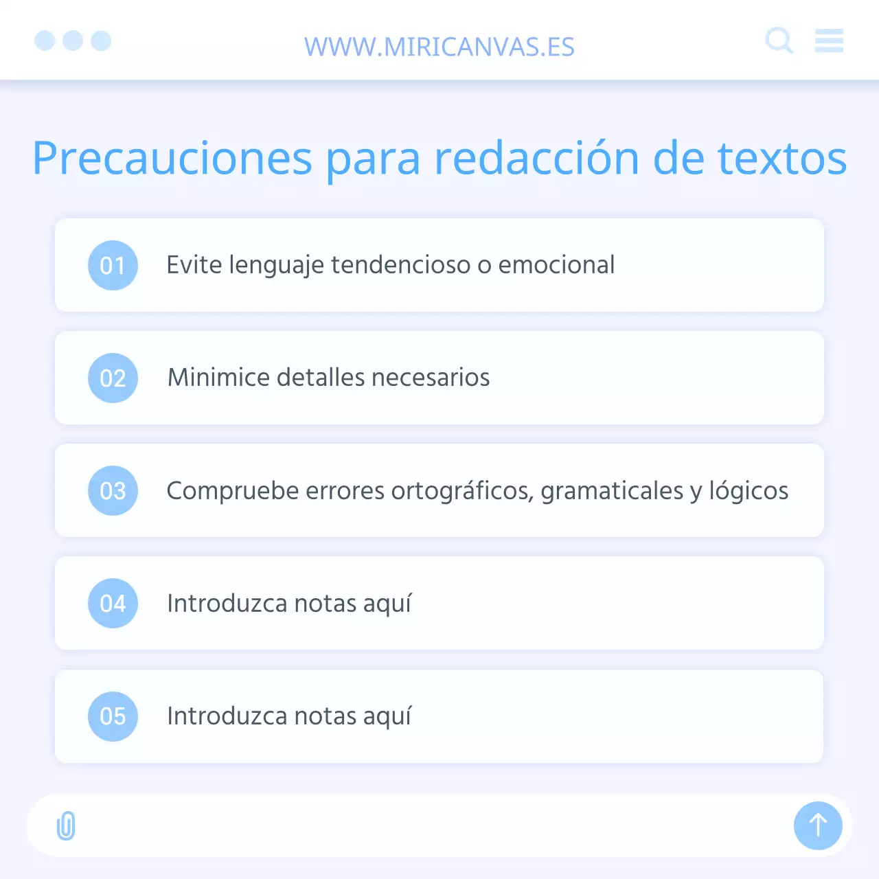 Guía para escribir mensajes de inteligencia artificial con una interfaz de usuario en blanco y azul claro