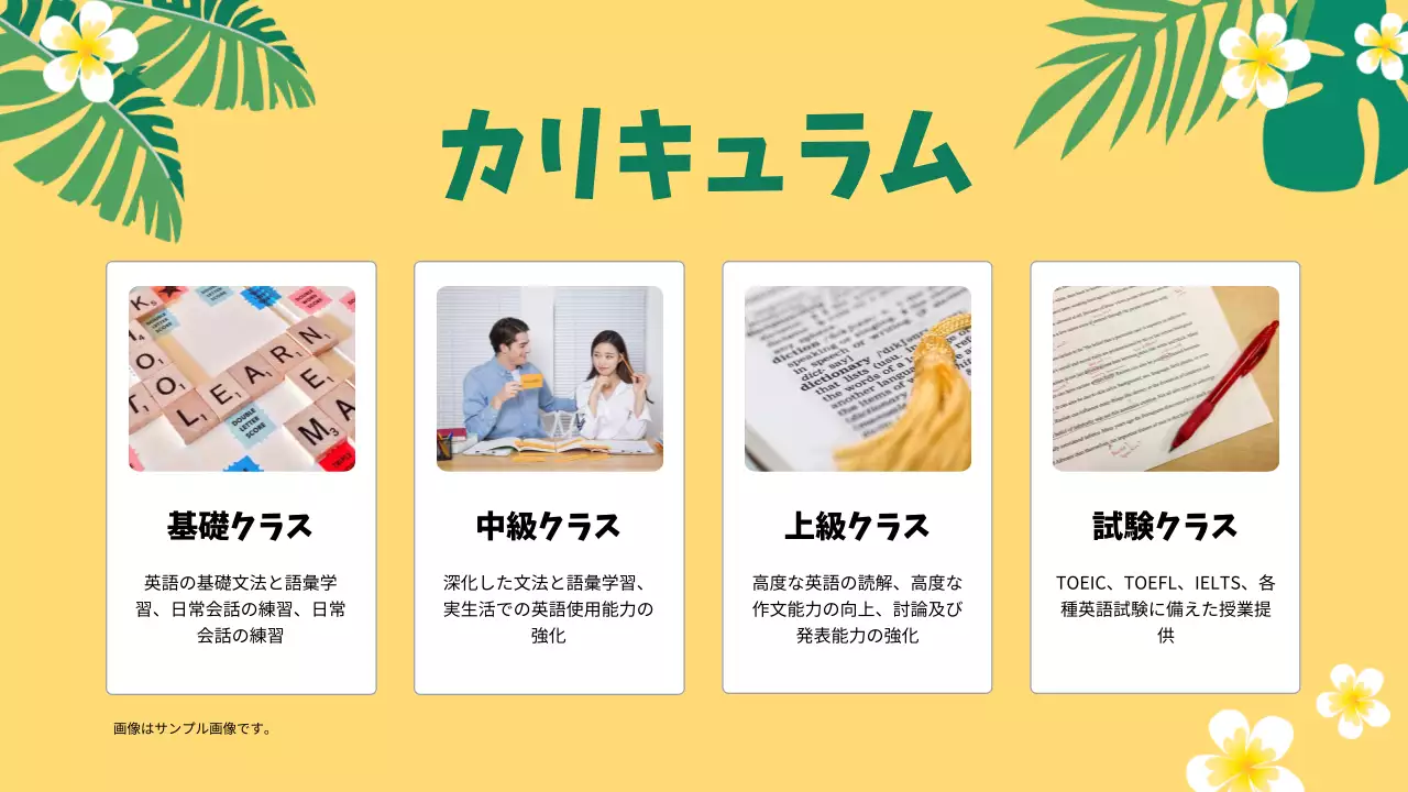 黄色 トロピカル 講習 企画書 プレゼンテーション