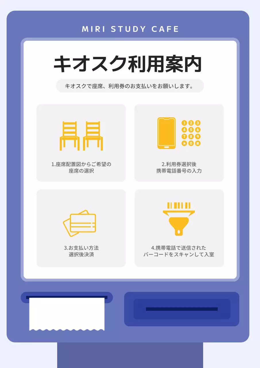 青 シンプル キオスク 案内 ポスター