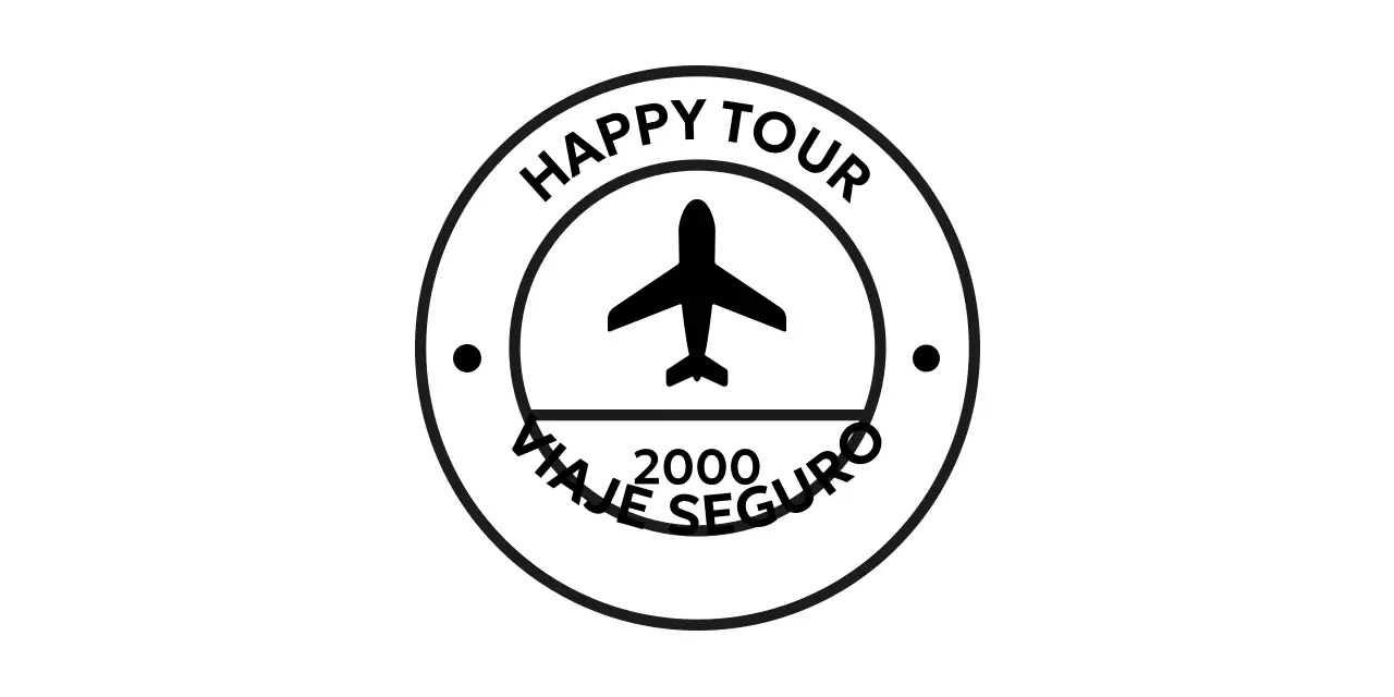 Logotipo promocional de viaje sencillo en forma de sello