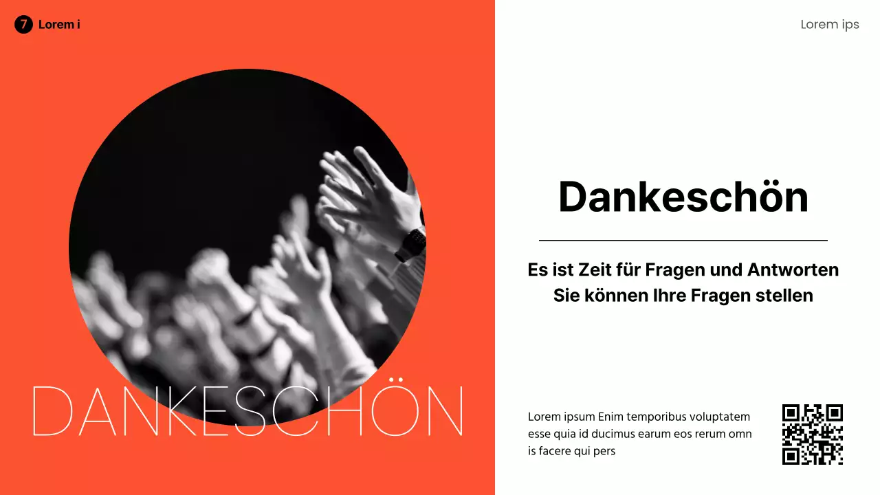 Modernes Sprechdeck in Orange und Schwarz-Weiß