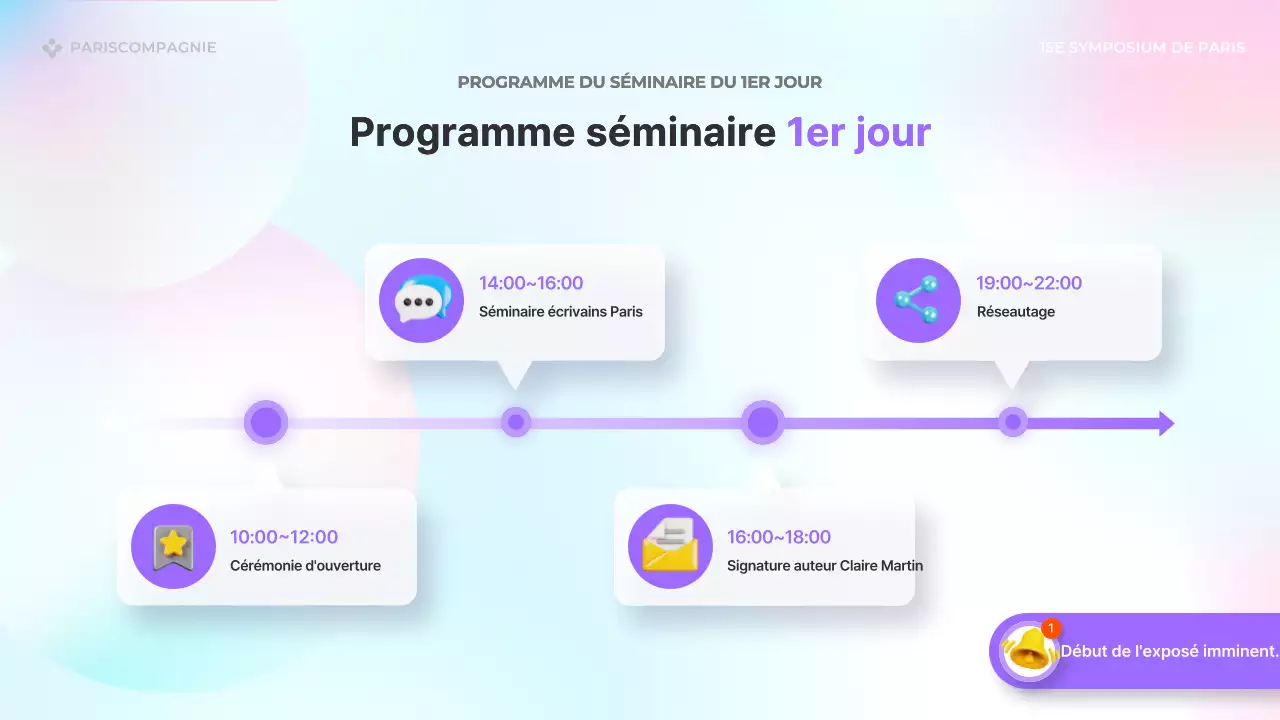 Présentations d'orateurs très tendance en bleu clair et rose