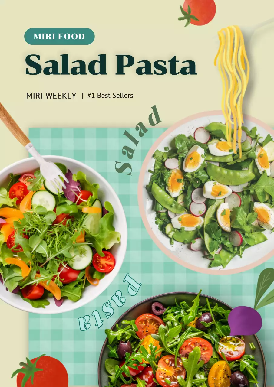 Green Modern Salad Promotion Poster