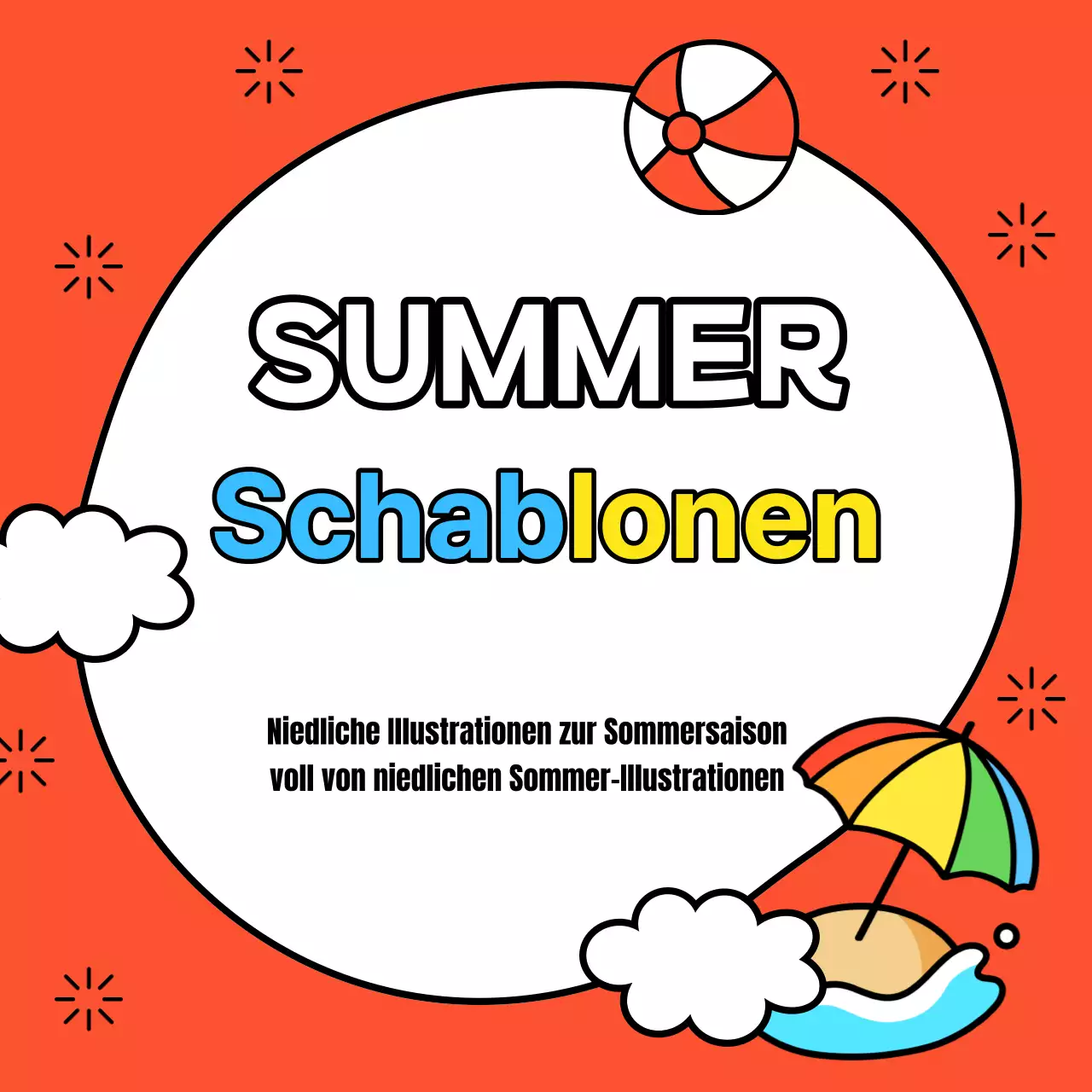 Eine hübsche Sommer-Event-Anzeige in Gelb und Hellblau