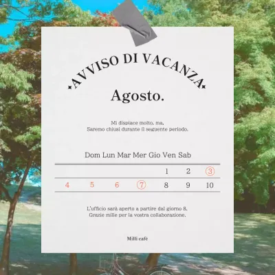 Avviso di vacanza estiva minimalista in grigio e nero.