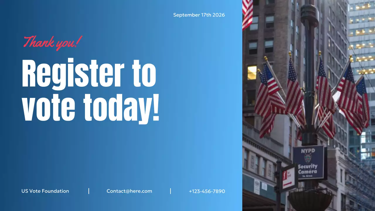 Blue Modern Voter Registration Guide Presentation