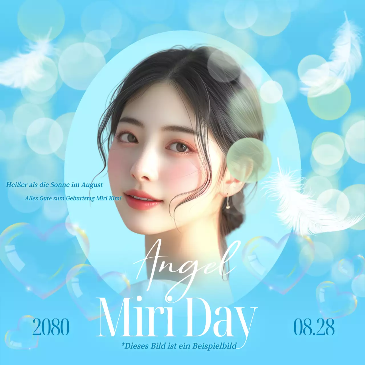 Fantasy Idol Geburtstagseinladung in hellblau und weiß