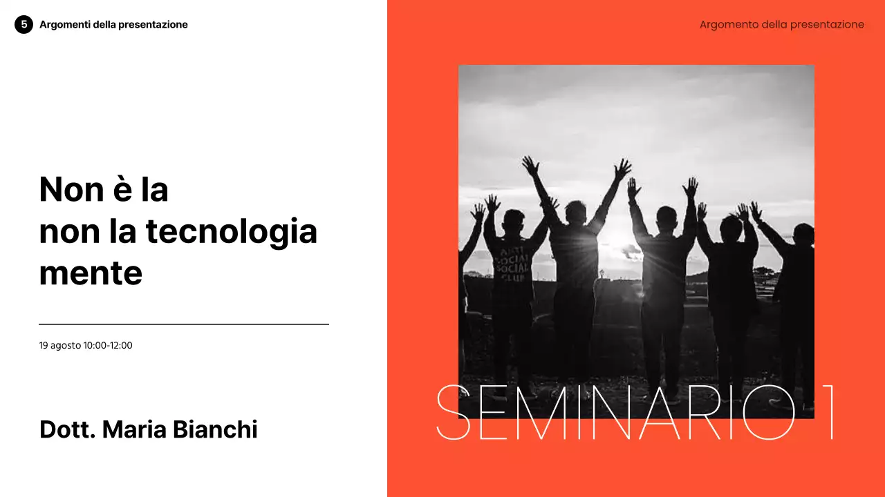 Moderno talk deck per altoparlanti in arancione e in bianco e nero