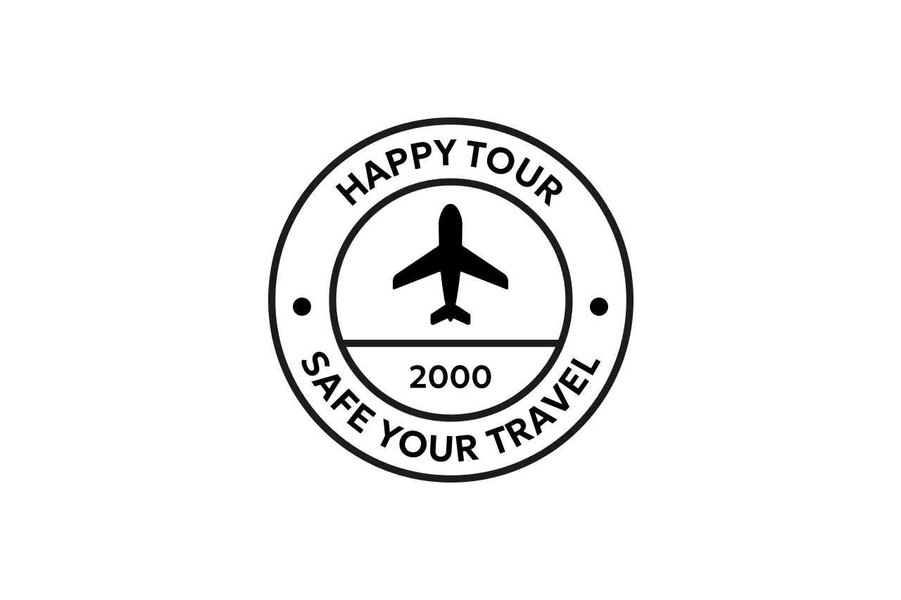 Logo promosi wisata sederhana dalam bentuk stempel