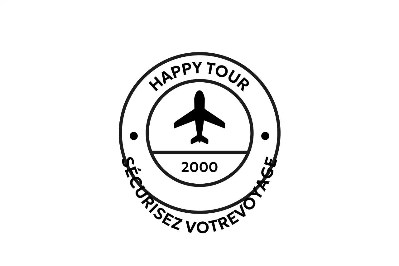 Logo promotionnel de voyage simple sous forme de timbre