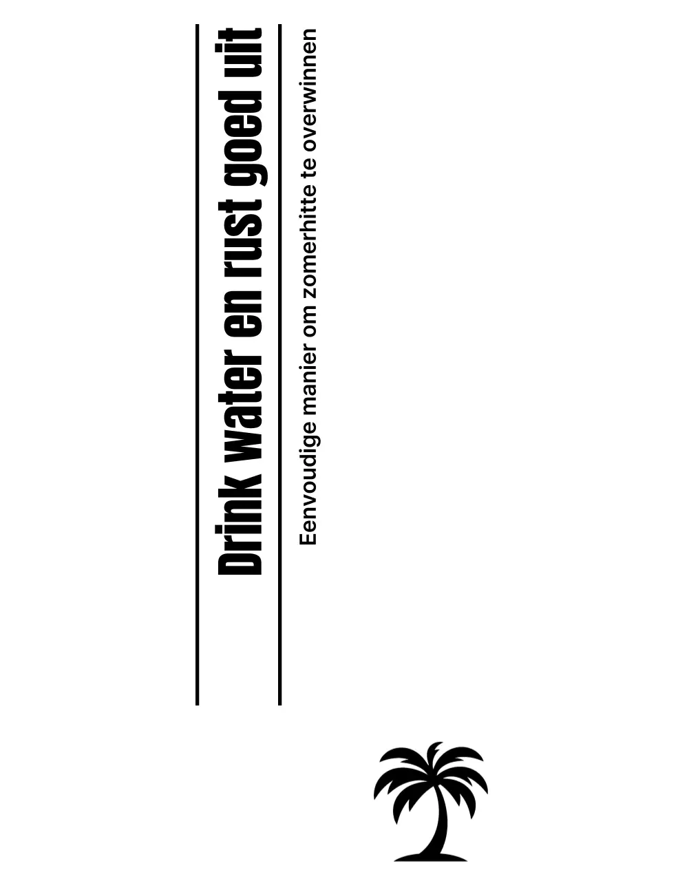 Promoot met strakke typografie en palmbomen