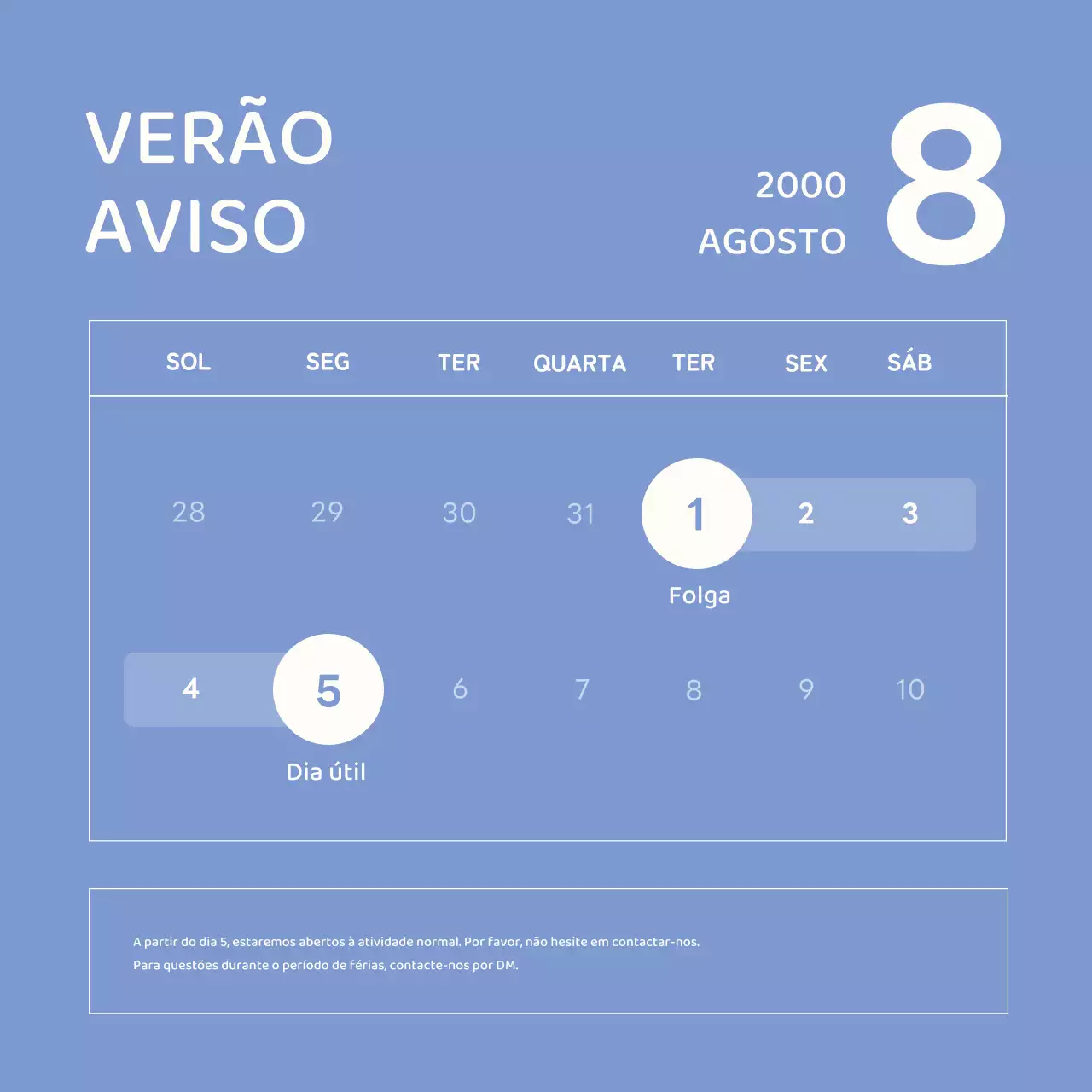 Datas simples de férias de verão em roxo e branco.