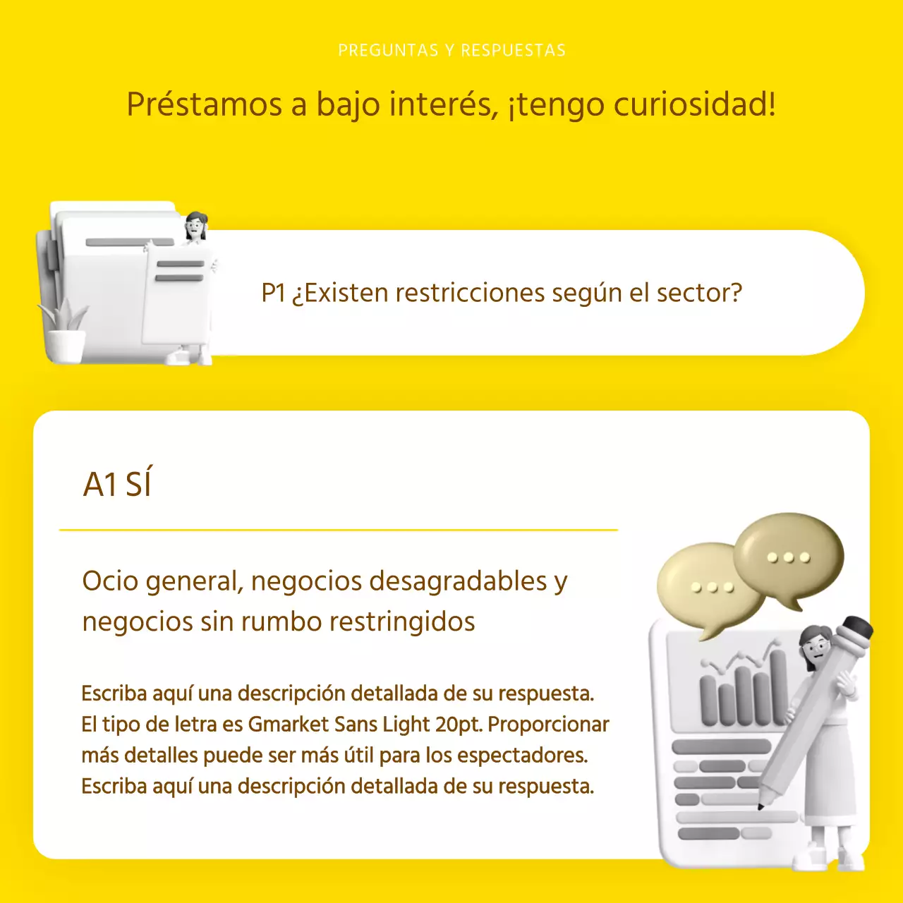 Información sobre préstamos a bajo interés resaltada en amarillo y marrón