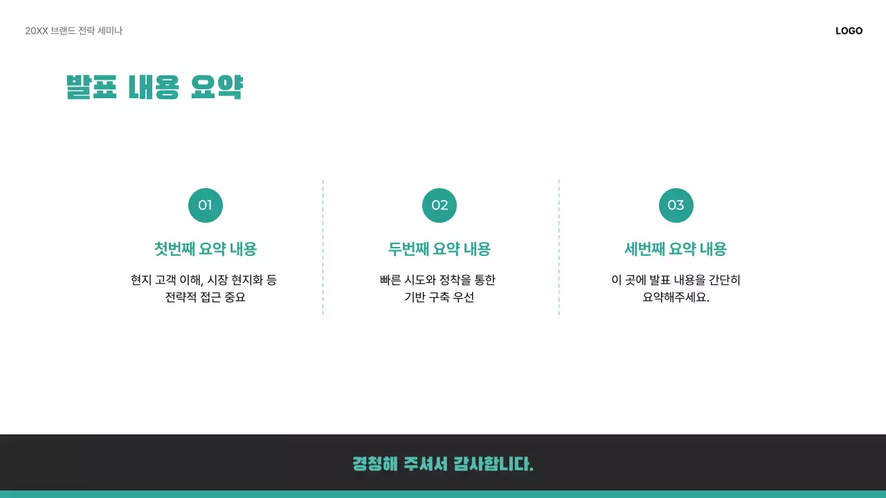 초록색과 흰색의 모던한 브랜드 사례 공유 발표자료