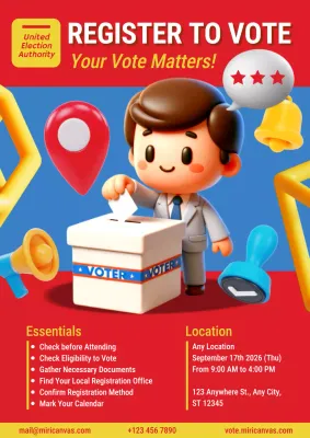 Red Modern Voter Registration Announcement Poster