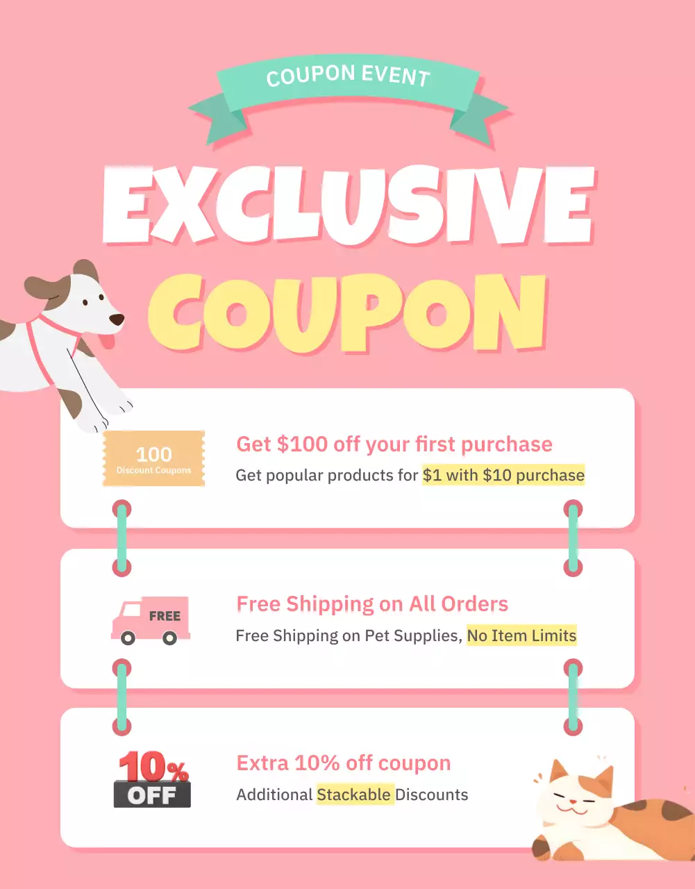 Pink Trendy Pet Promotion Poster