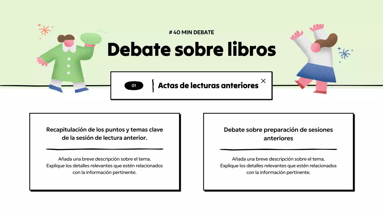 Presentación sencilla de un club de lectura en azul claro y amarillo