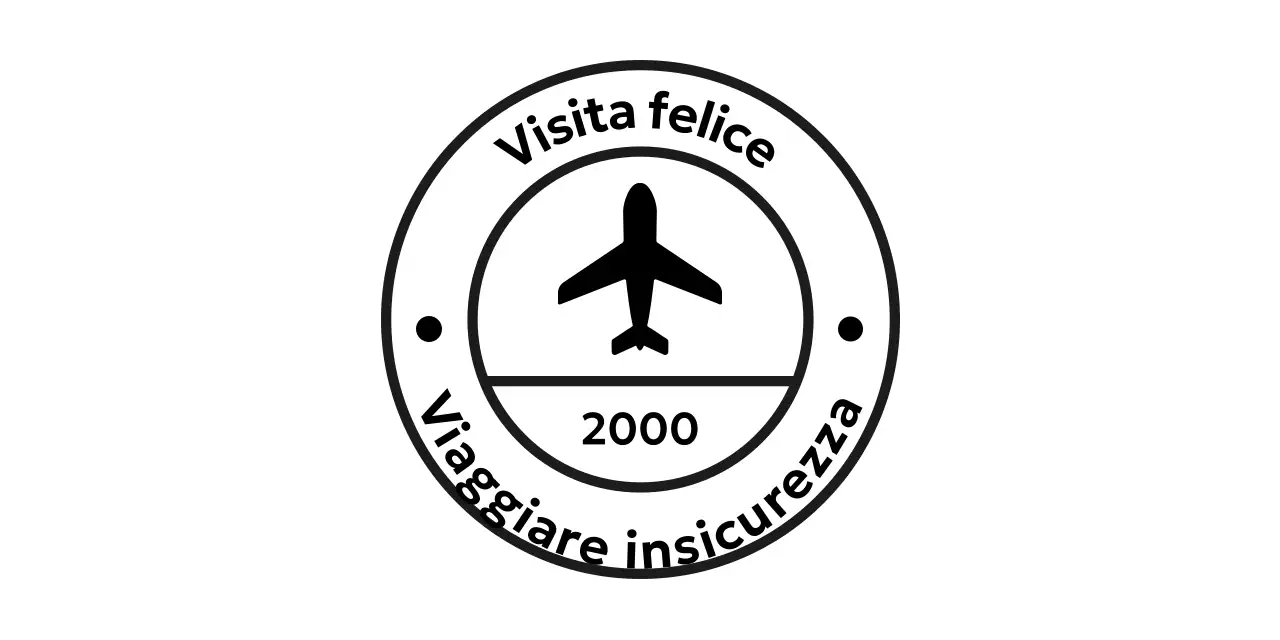 Logo promozionale da viaggio semplice a forma di francobollo