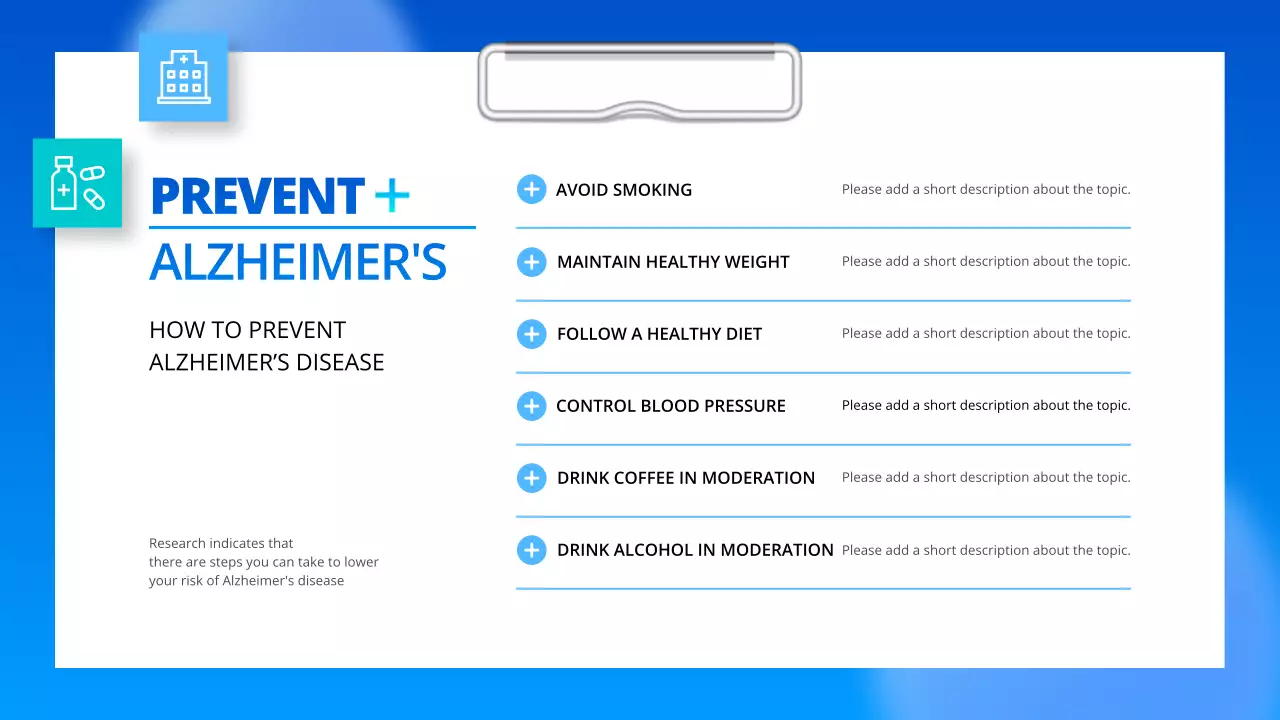 Blue Modern Alzheimer's Guide Presentation
