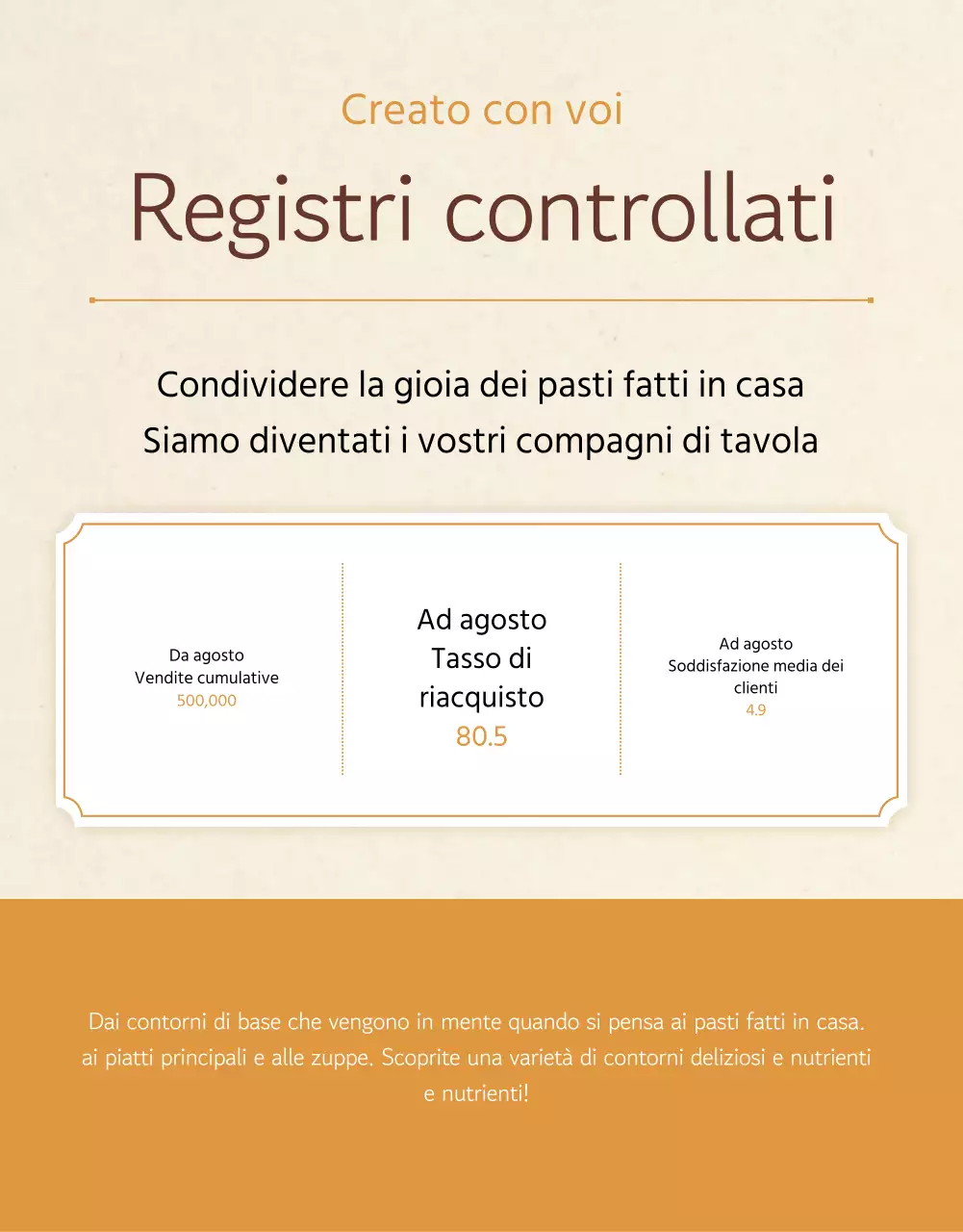 Promuovere un negozio di contorni dall'aspetto tradizionale in beige e arancione