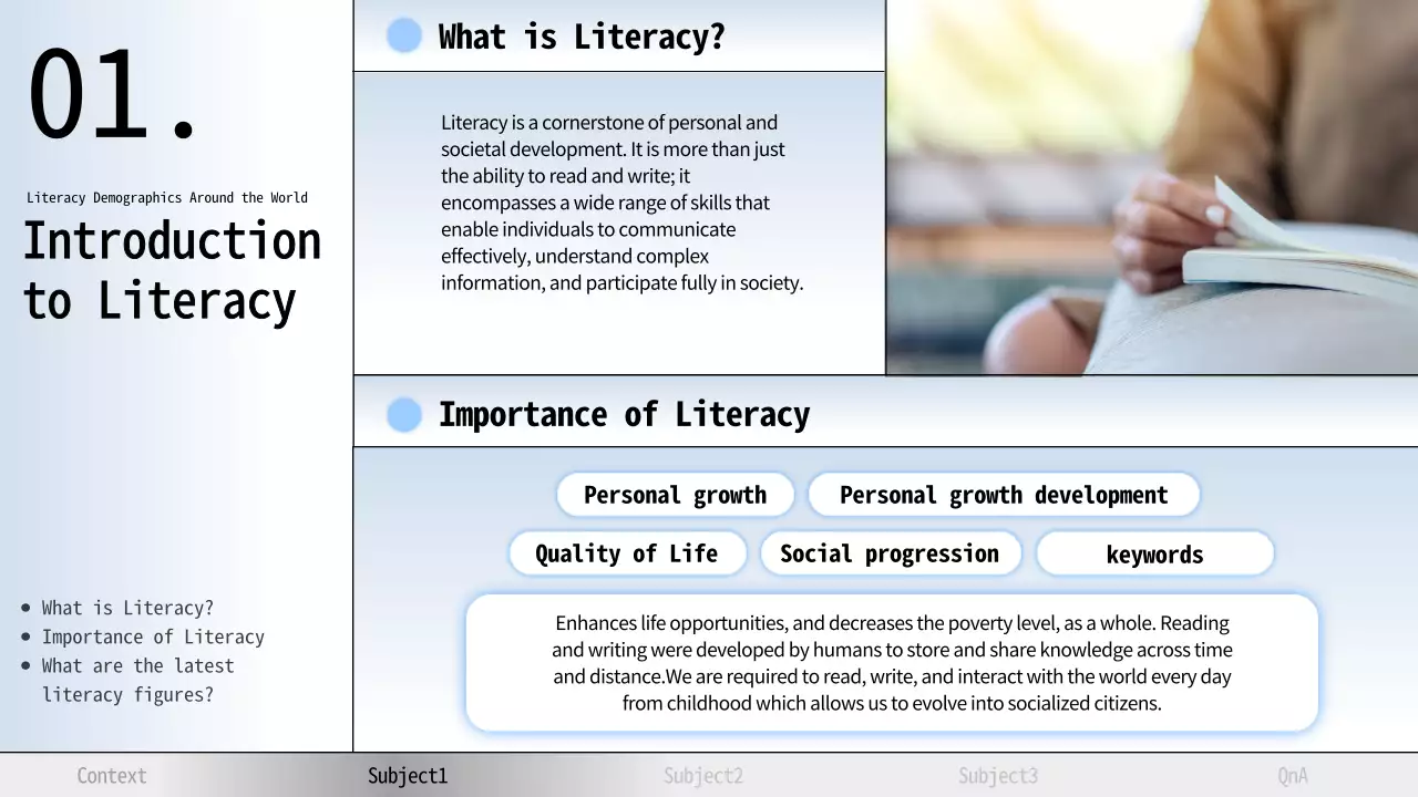 Blue Modern Literacy Guide Presentation