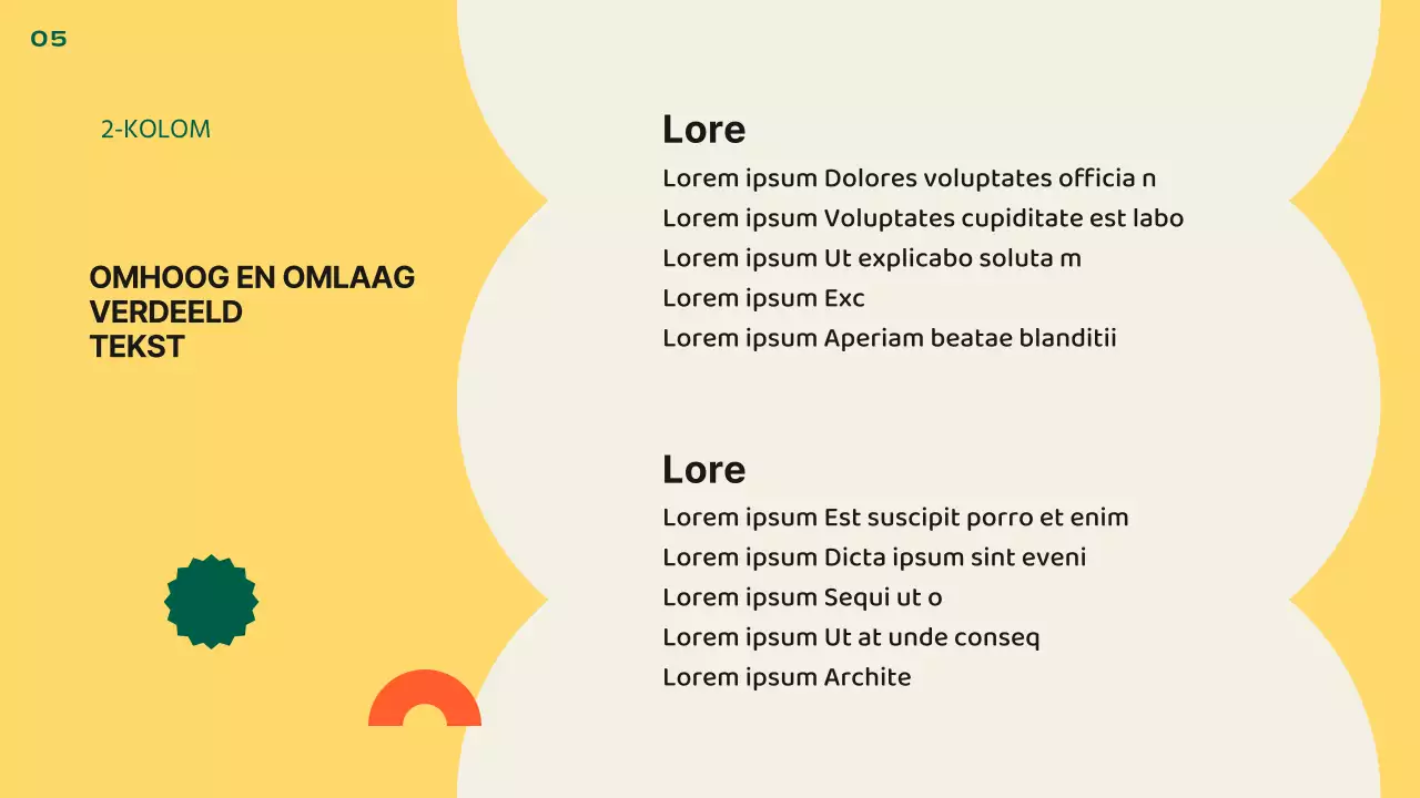Kitscherige standaard lay-outpresentatie in oranje en geel