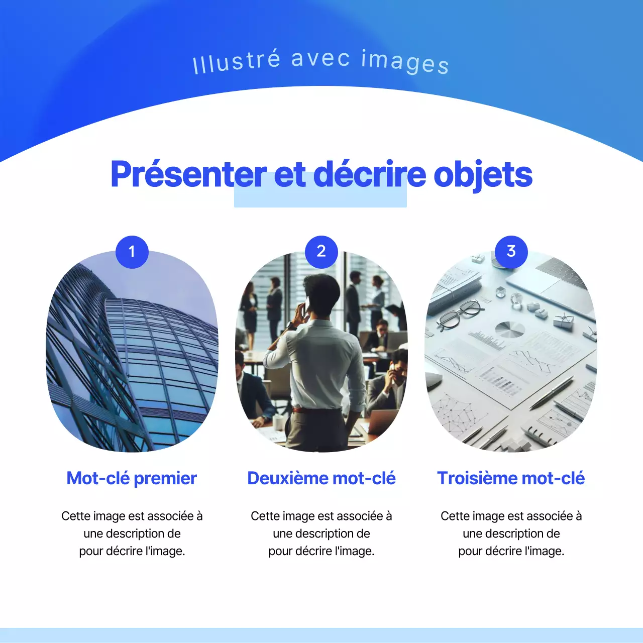 Une lettre d'information commerciale simple en bleu et blanc