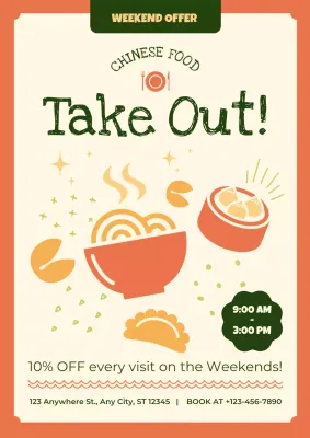 Orange Simple Chinese Food Promotion Poster