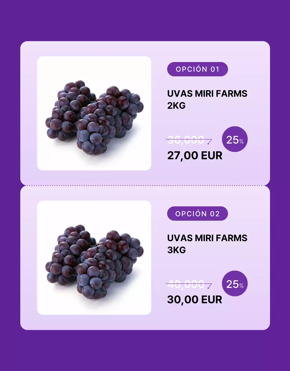 Promueva las uvas de fruta de temporada sencillas en morado y malva