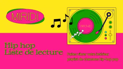 Couverture de liste de lecture de musique hip-hop en jaune et rose vif