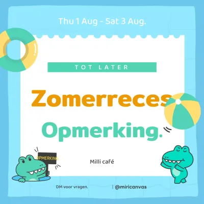 Mooi lichtblauw en groen zomervakantiebericht.