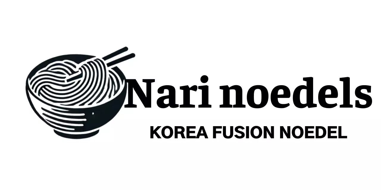 Noodles Koreaans restaurantlogo met illustratie