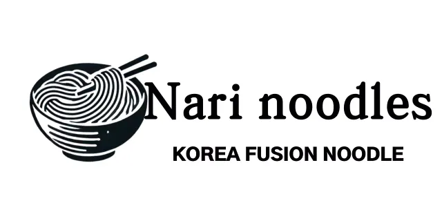 Noodles Korean restaurant logo with illustration