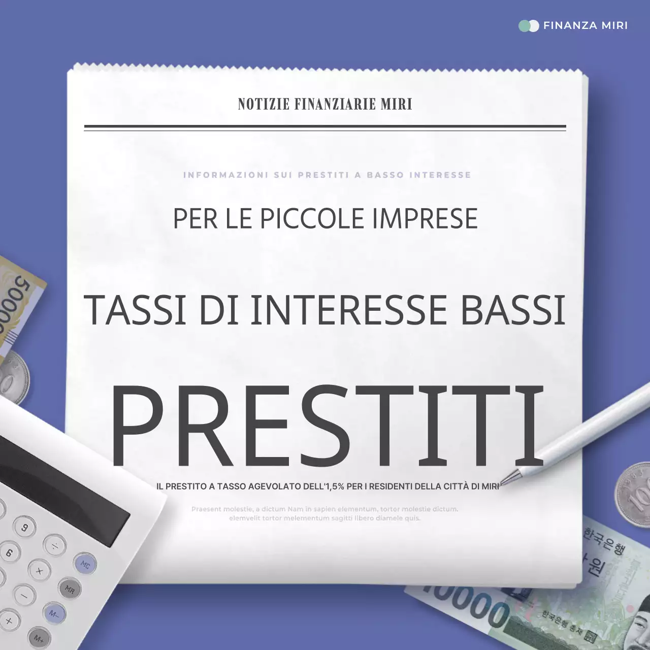 Sui prestiti semplici a tasso agevolato in blu e menta