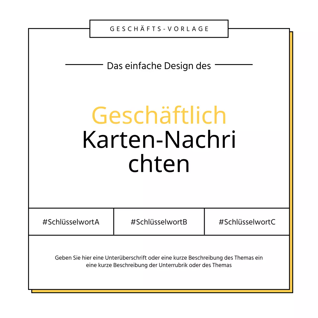 Ein einfacher gelb-schwarzer Geschäftsprospekt