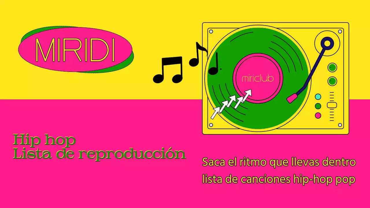 Carátula de lista de reproducción de música hip-hop en amarillo y rosa intenso