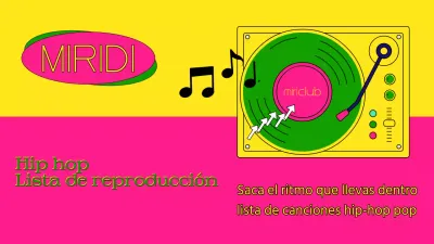 Carátula de lista de reproducción de música hip-hop en amarillo y rosa intenso
