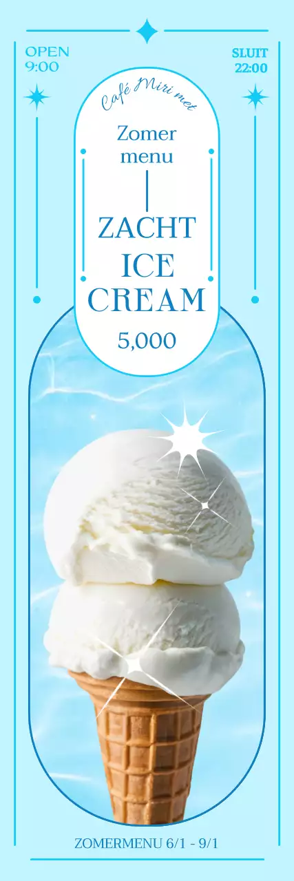 Promoot je blauwe, chique café en laat je menu zien