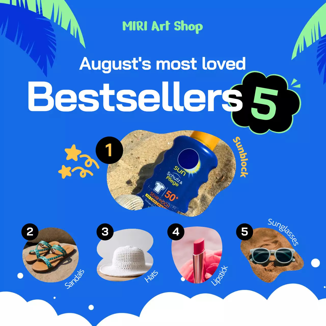 파랑과 흰색의 심플한 아트샵 인기상품 순위 홍보