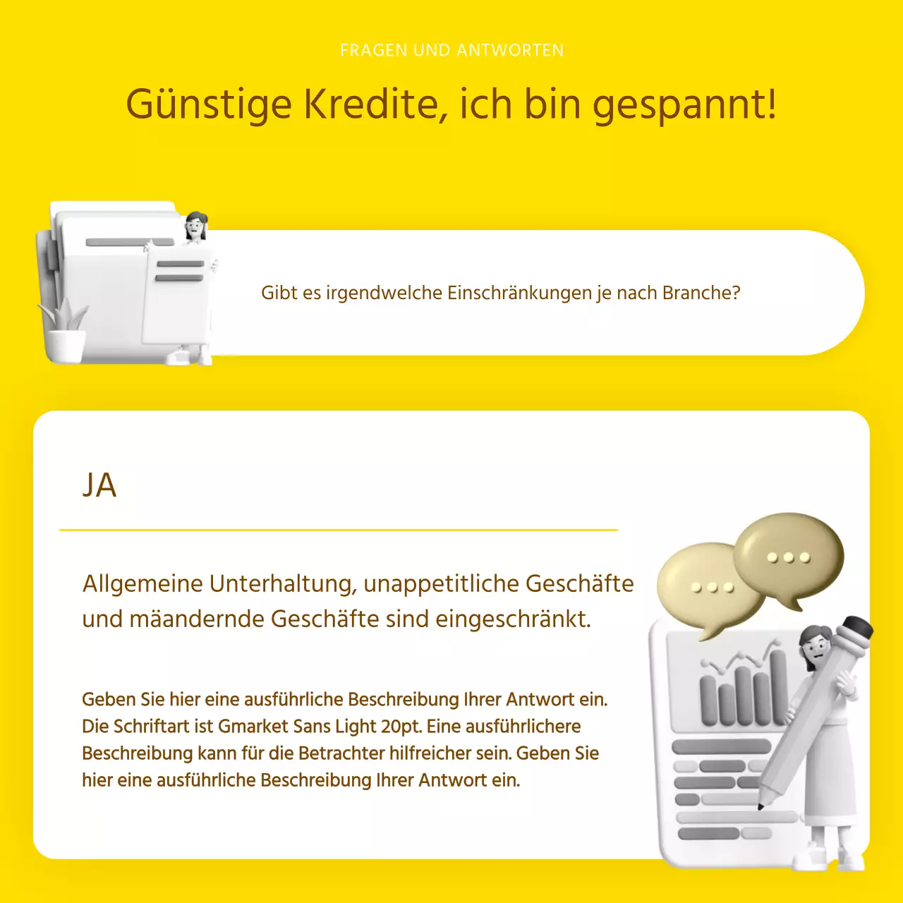 Informationen zu zinsgünstigen Darlehen sind gelb und braun hervorgehoben