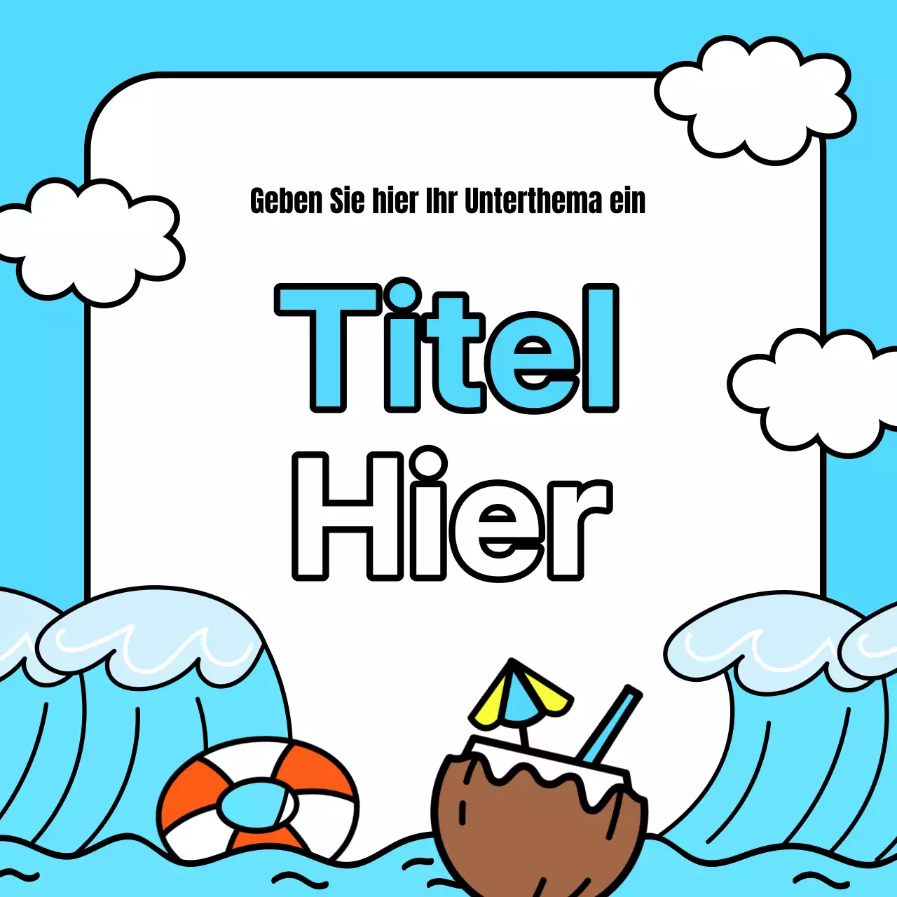 Eine hübsche Sommer-Event-Anzeige in Gelb und Hellblau