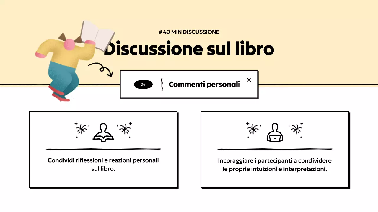 Semplice presentazione del club del libro in azzurro e giallo