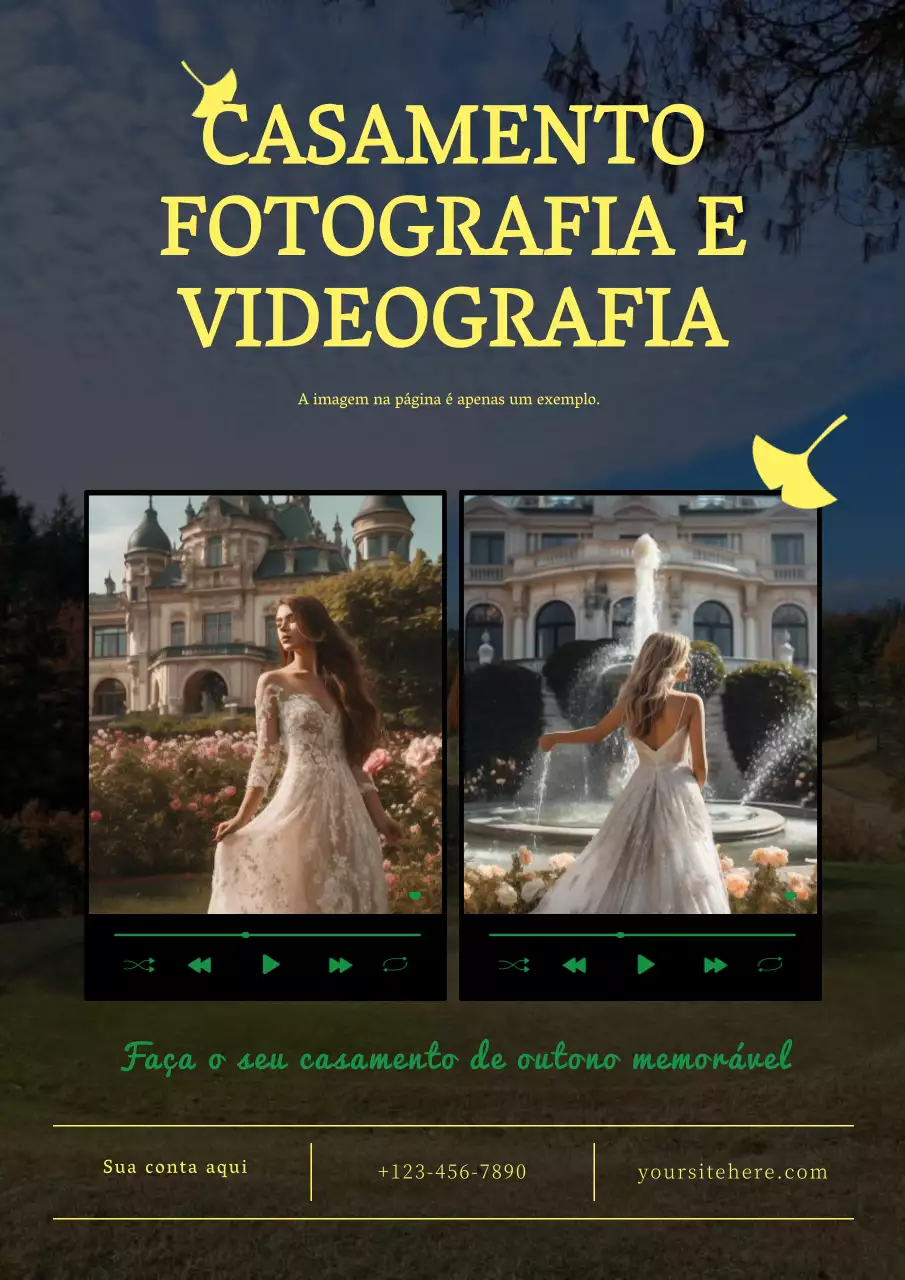 Promover uma sessão fotográfica de casamento de outono moderna em amarelo e preto