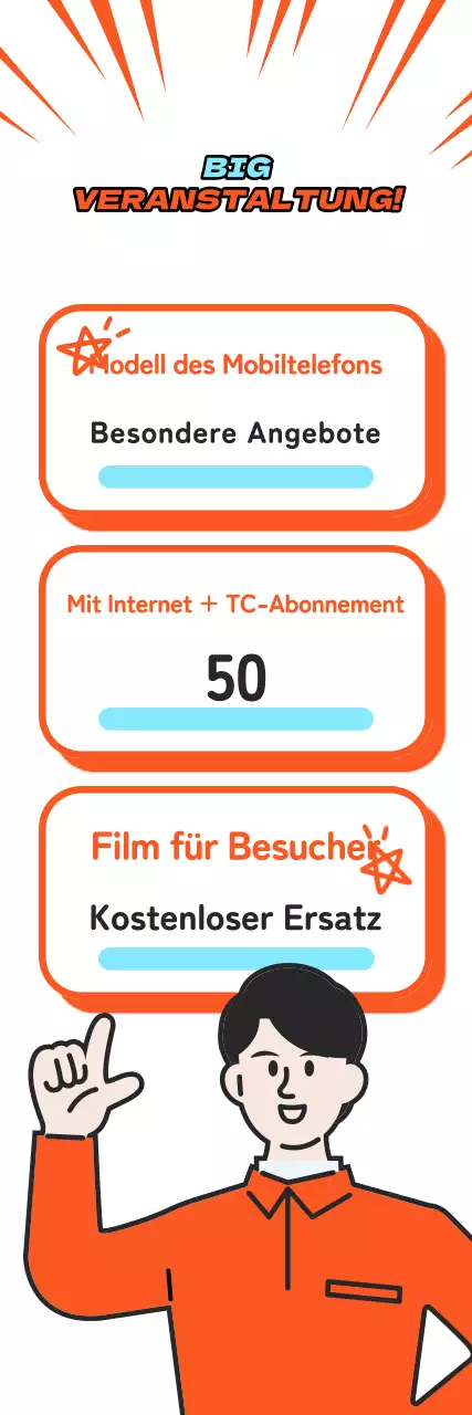Werbung für eine kitschig-orangefarbene Handy-Trägerveranstaltung