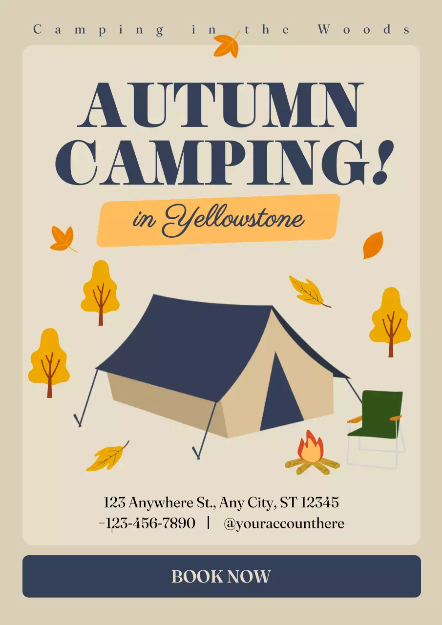 Beige Retro Camping Promotion Poster